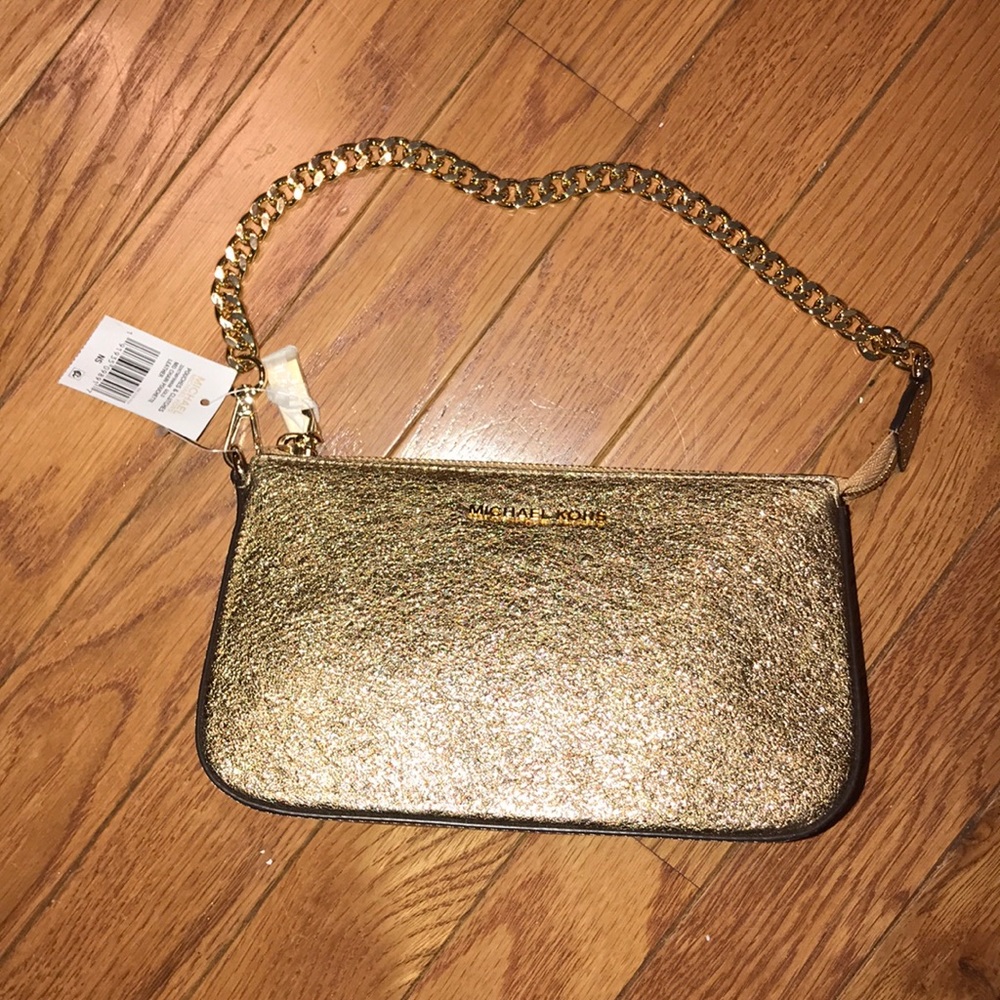 MK metallic  gold  pouchette